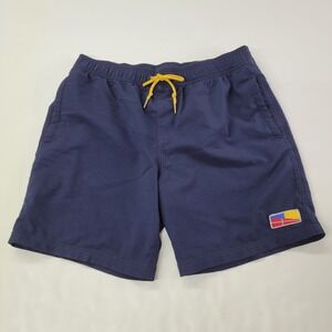 FIVE‎ FOUR Shorts Mens 32 Navy Blue Modern Hybrid Swim Trunks Pocket Drawstring